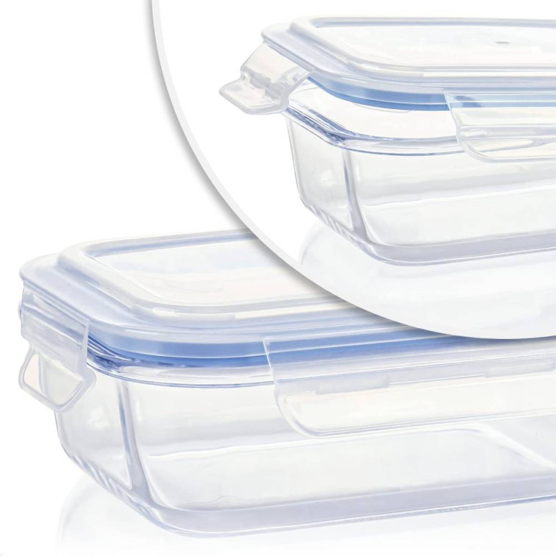Zestaw 3 pojemników szklanych lunchbox MG Home Cucina 1500/1000/400 ml żaroodporne