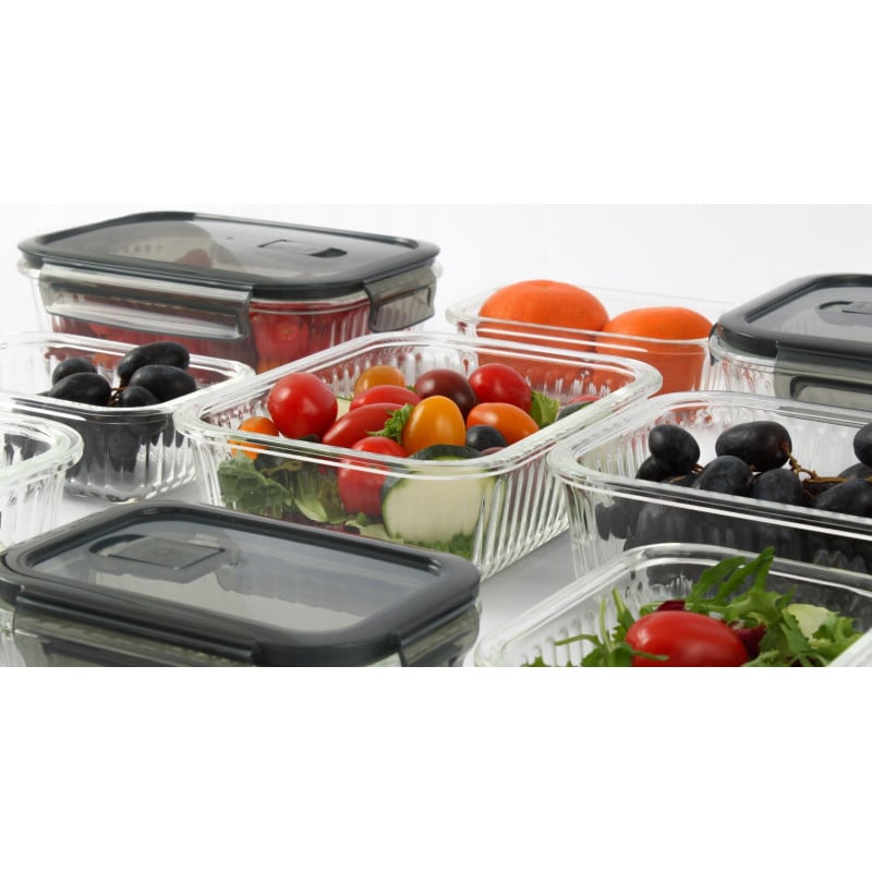 Zestaw 3 pojemników szklanych lunchbox MG Home Cucina 1500/1000/400 ml żaroodporne