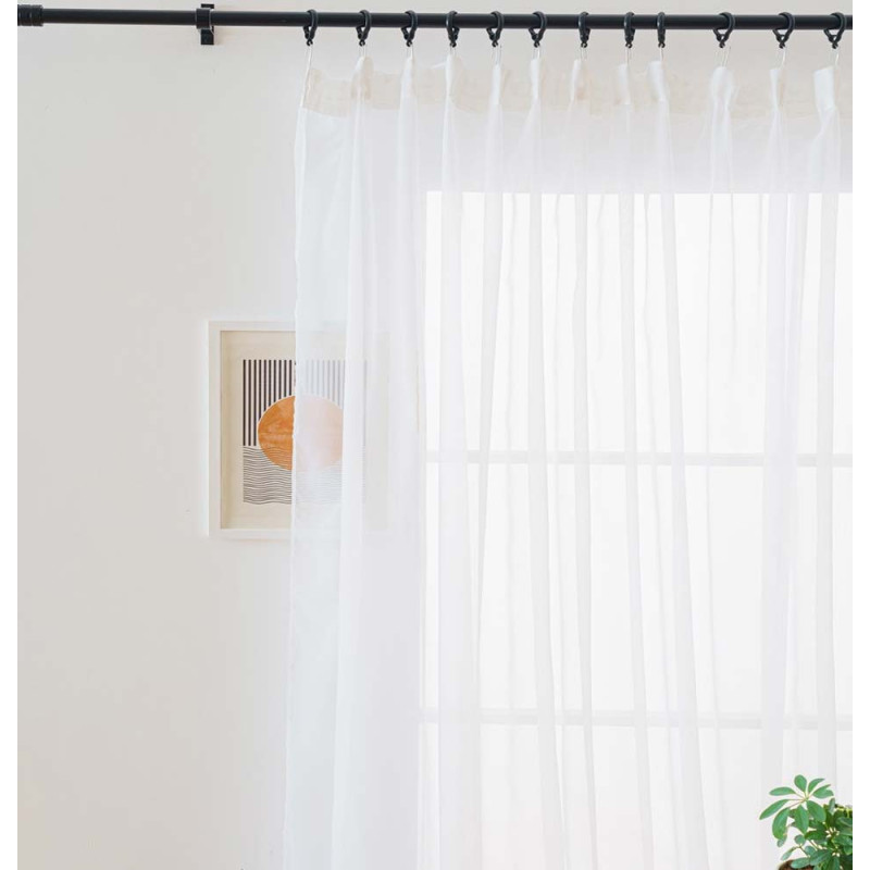 Firana biała gładka 145x250 na taśmie Cotton World
