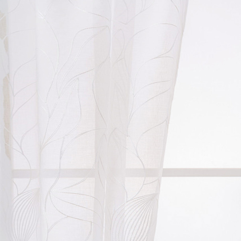 Firana biała z haftem 145x250 cm taśma Cotton World