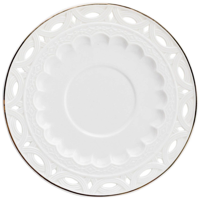 Serwis kawowy dla 2 osób Sima porcelana zestaw filiżanek ze spodkami 2+2 biały Florina