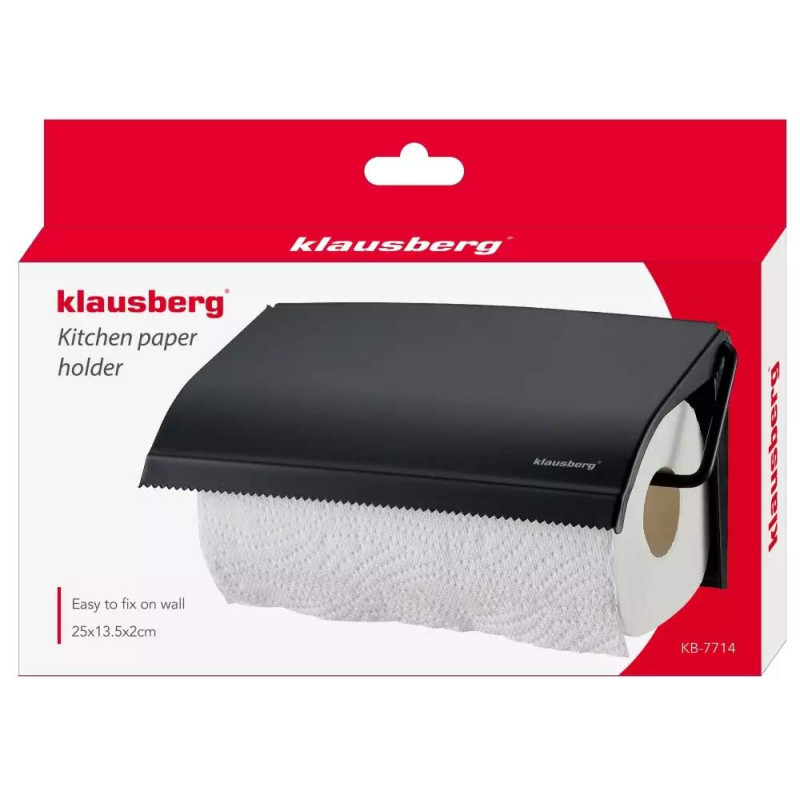 Uchwyt na ręcznik papierowy wieszak stalowy czarny Klausberg KB 7714