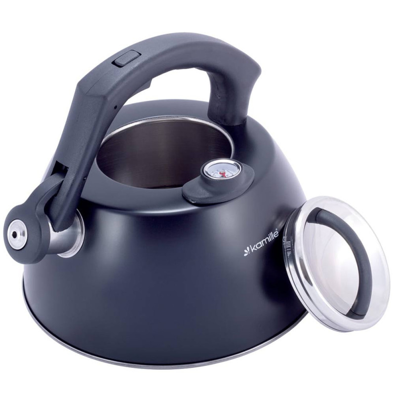 Czajnik tradycyjny emaliowany 3.5 L czarny z termometrem Kamille KM 1077 A