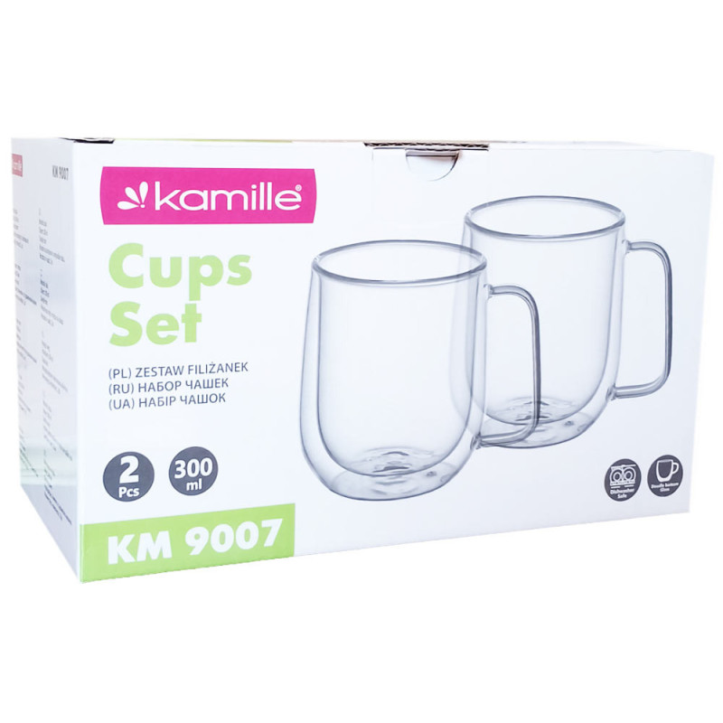 Szklanki termiczne 300 ml komplet 2 sztuk z podwójnymi ściankami filiżanki Kamille 9007