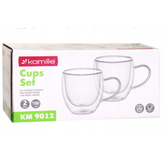 Szklanki termiczne 100 ml komplet 6 sztuk z podwójnymi ściankami małe filiżanki do espresso Kamille 9012