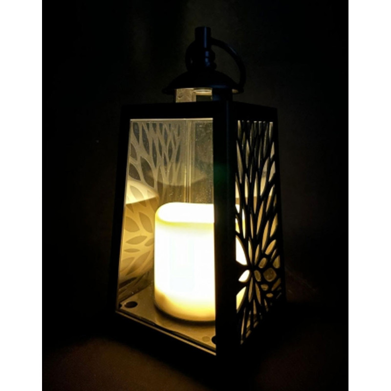 Lampion dekoracyjny z przeszklonymi ściankami 10x10x19 cm latarenka ażurowa mała znicz Rose Tan Cortina