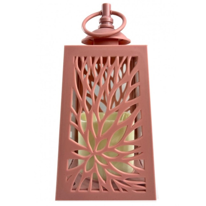 Lampion dekoracyjny z przeszklonymi ściankami 10x10x19 cm latarenka ażurowa mała znicz Rose Tan Cortina
