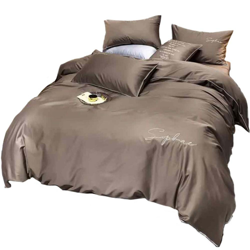 Pościel haftowana 140x200 mikrofibra Cotton World komplet 2 części 2600 beżowy