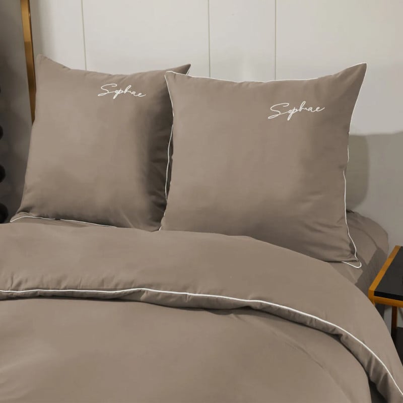 Pościel haftowana 160x200 mikrofibra Cotton World komplet 3 części 2600 beżowy