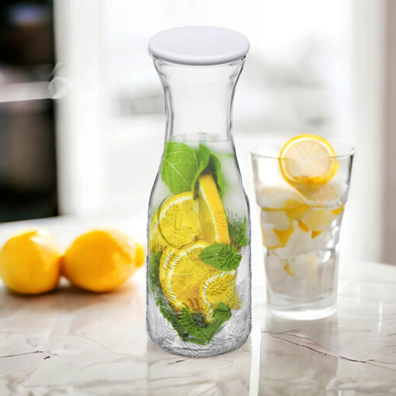 Karafka szklana 1000 ml z pokrywką do wody soków napojów lemoniady Kayla Galicja 11284