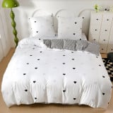 Pościel 140x200 bawełna satynowa dwustronna GierekHoff gruba 2 części GH 3017 biała w serduszka