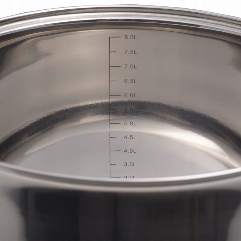 Garnek stalowy 8.5 L z pokrywką 24 cm duży gar nierdzewny Kamille 5403 indukcja gaz