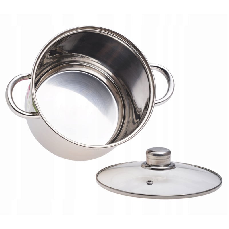 Garnek stalowy 13 L z pokrywką 28 cm kociołek nierdzewny Kamille 5405 indukcja gaz