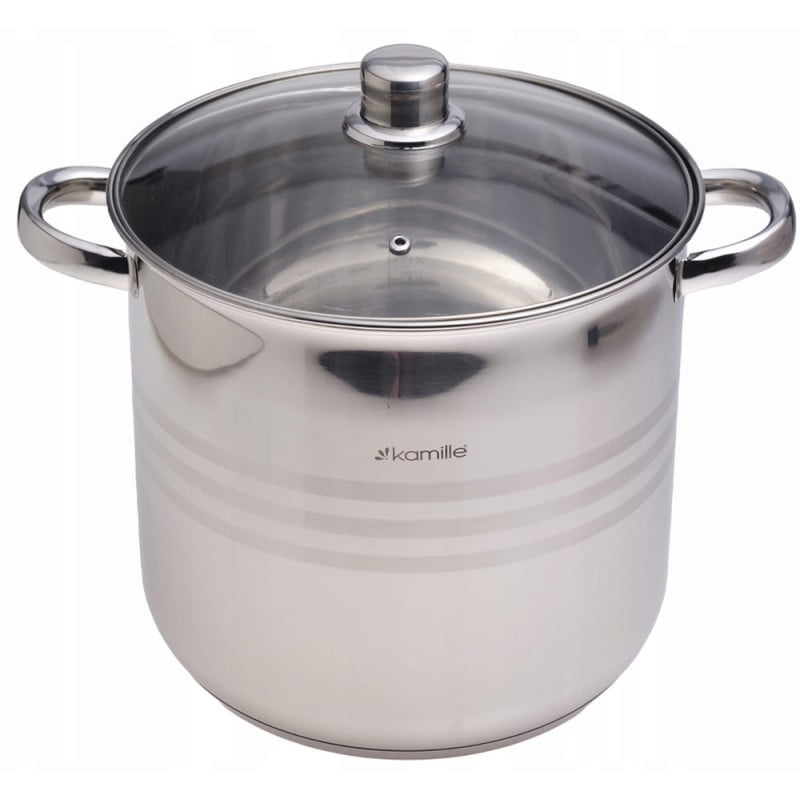 Garnek stalowy 13 L z pokrywką 28 cm kociołek nierdzewny Kamille 5405 indukcja gaz