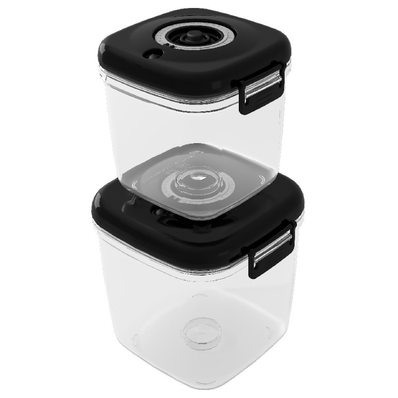 Pojemniki próżniowe na żywność MG Home Clever 650/1350/2500 ml w zestawie z pompką czarne