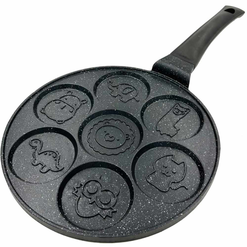 Patelnia do naleśników 26cm czarna powłoka marmurowa ze zwierzątkami Krisberg KR 5119