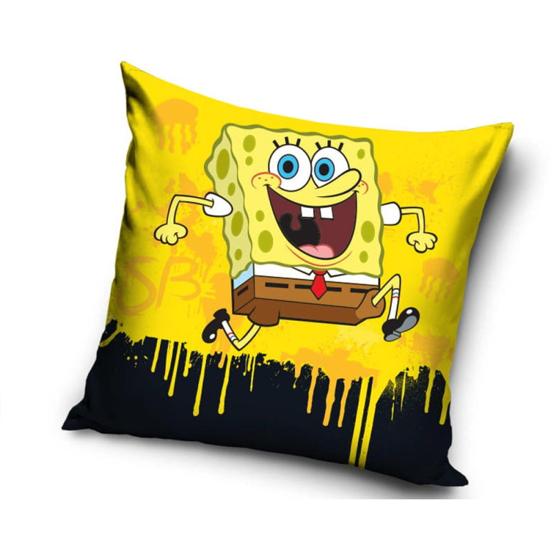 Poszewka dwustronna velvetowa dla dzieci 40x40 cm na jaśka Sponge Bob realistyczny wzór SBOB 202004