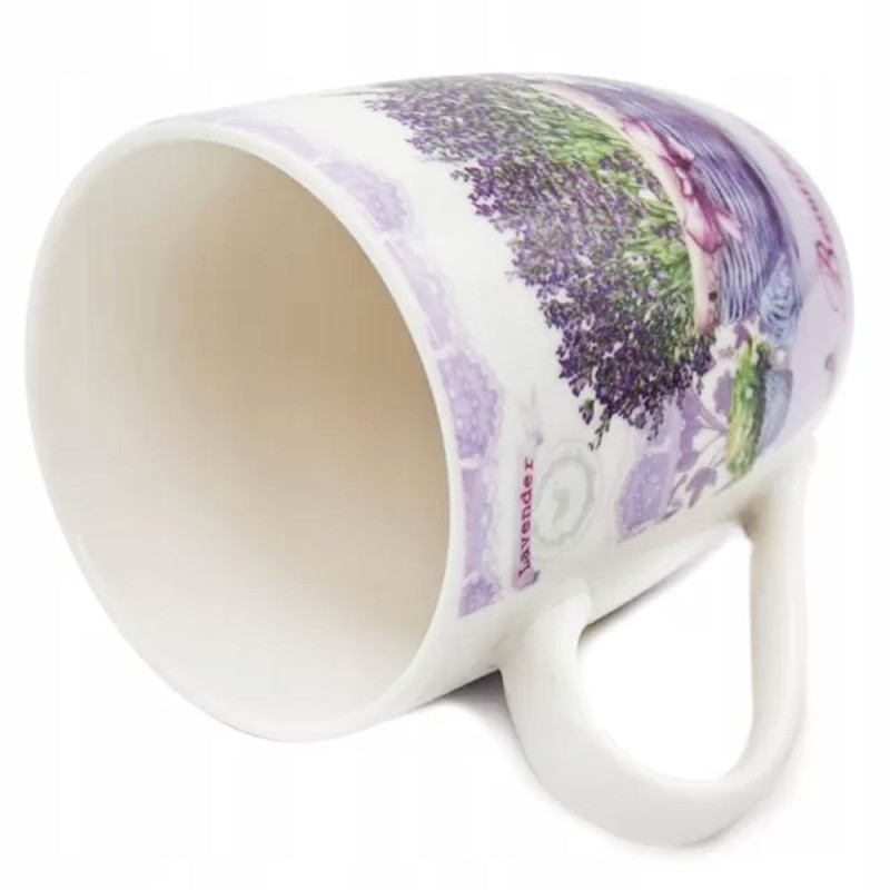 Kubek 340 ml porcelana biały lawenda Bella Fiore Tragar 40565