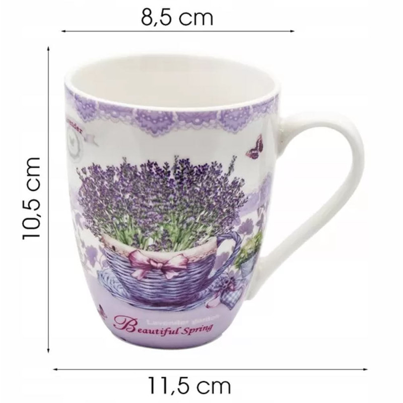 Kubek 340 ml porcelana biały lawenda Bella Fiore Tragar 40565