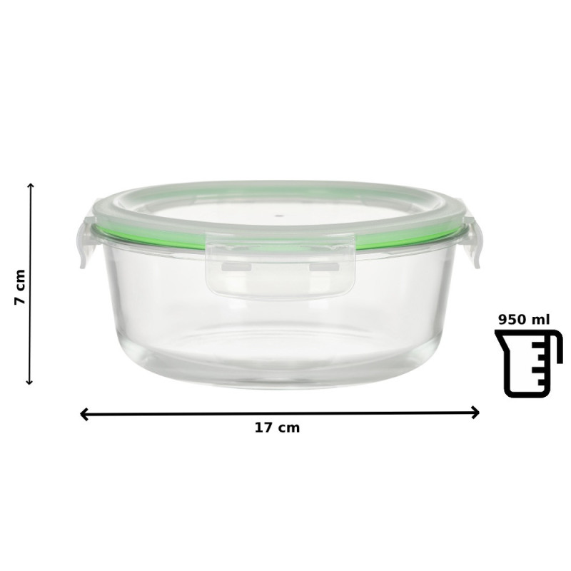Pojemniki szklane okrągłe lunchbox GierekHoff Corio GH 1101 zestaw 3 sztuki żaroodporne hermetyczne 1200/950/400 ml