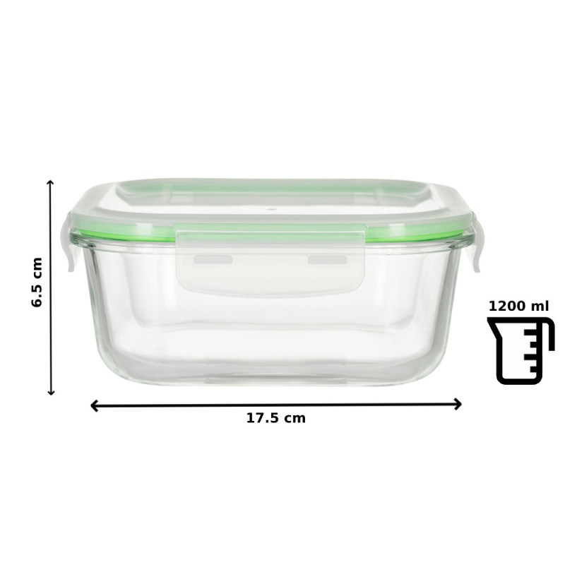 Pojemniki szklane kwadratowe lunchbox GierekHoff Corio GH 1102 zestaw 3 sztuki żaroodporne hermetyczne 1200/800/320 ml