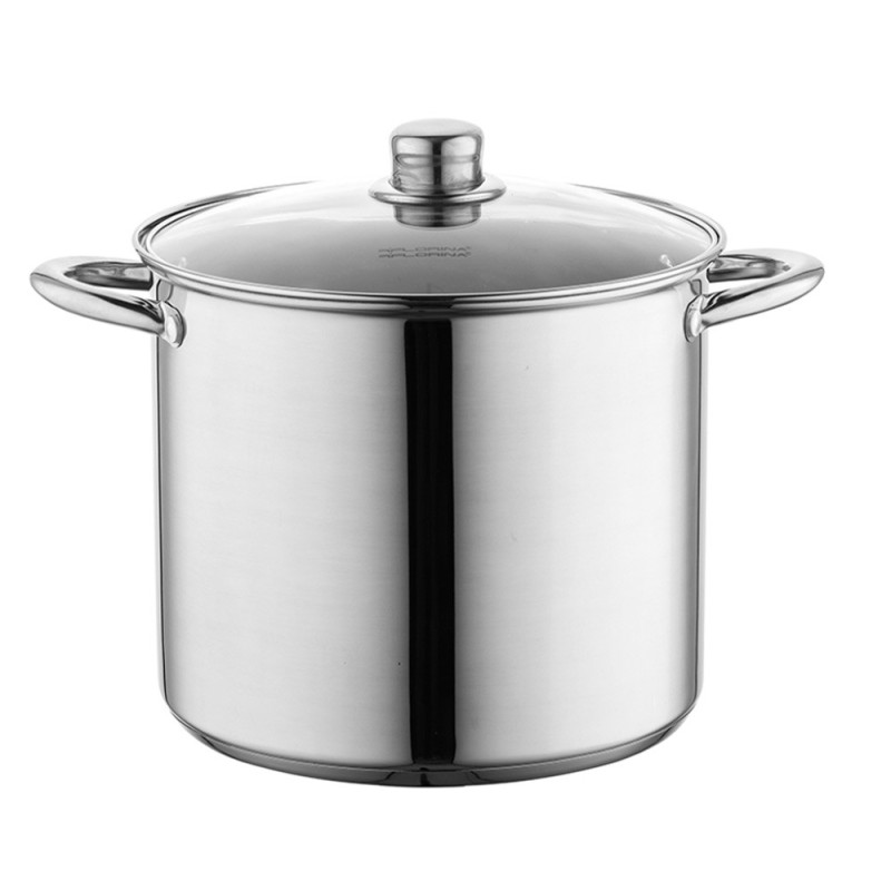 Zestaw garnków stalowych wysoki 8/10/12,5 L z pokrywką szklaną ze stali nierdzewnej Florina Caro indukcja gaz