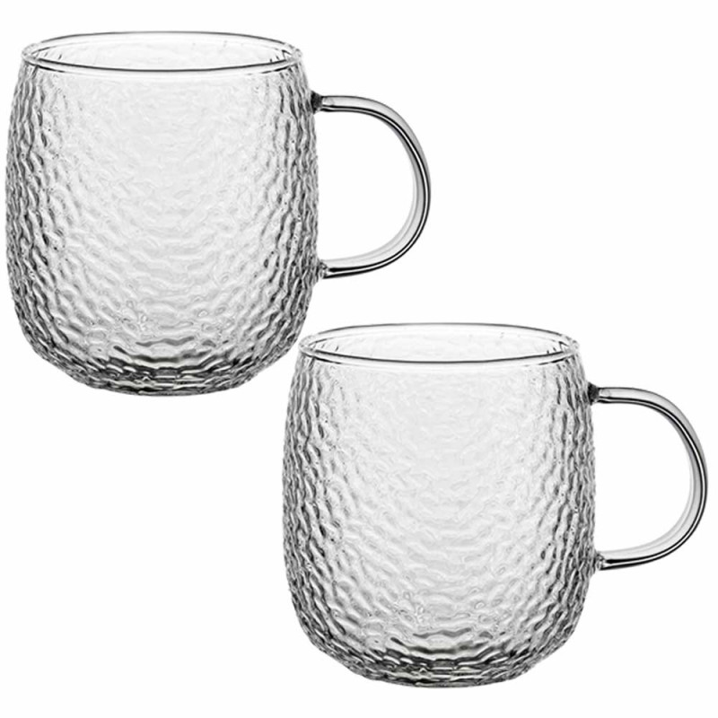Szklanki z uchem Savia 380 ml do kawy latte komplet kuków szklanych 2 sztuki Florina 3K 1017