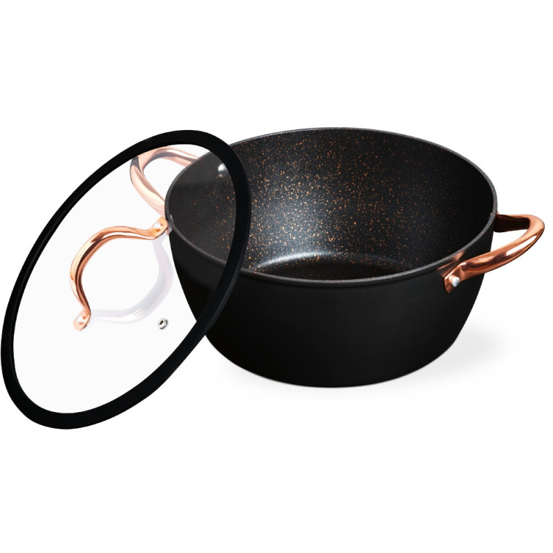 Garnki MG Home Rose Gold 6 elementów zestaw 3 garnków 16/20/24 cm rondel na indukcję