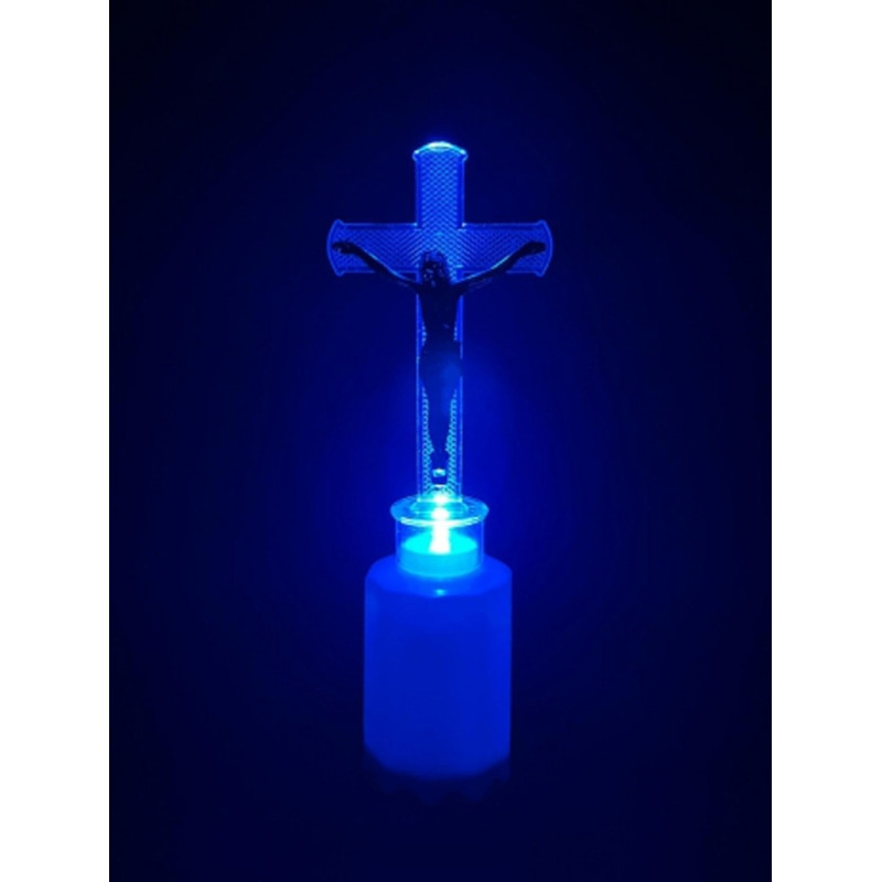 Wkład LED do znicza figurka krzyża 18 cm niebieskie światło