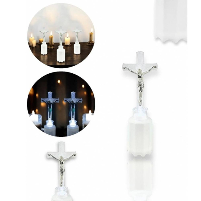 Wkład LED do znicza figurka krzyża 18 cm białe światło