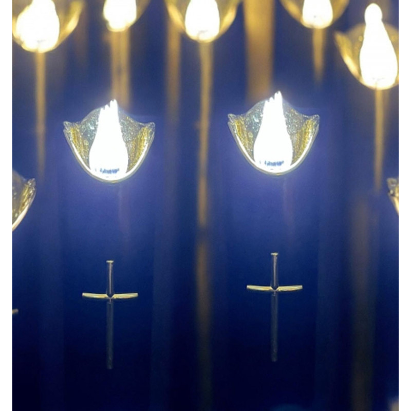 Wkład do znicza 17 cm świeczka czarna LED z krzyżem białe światło Cortina Rico baterie AA