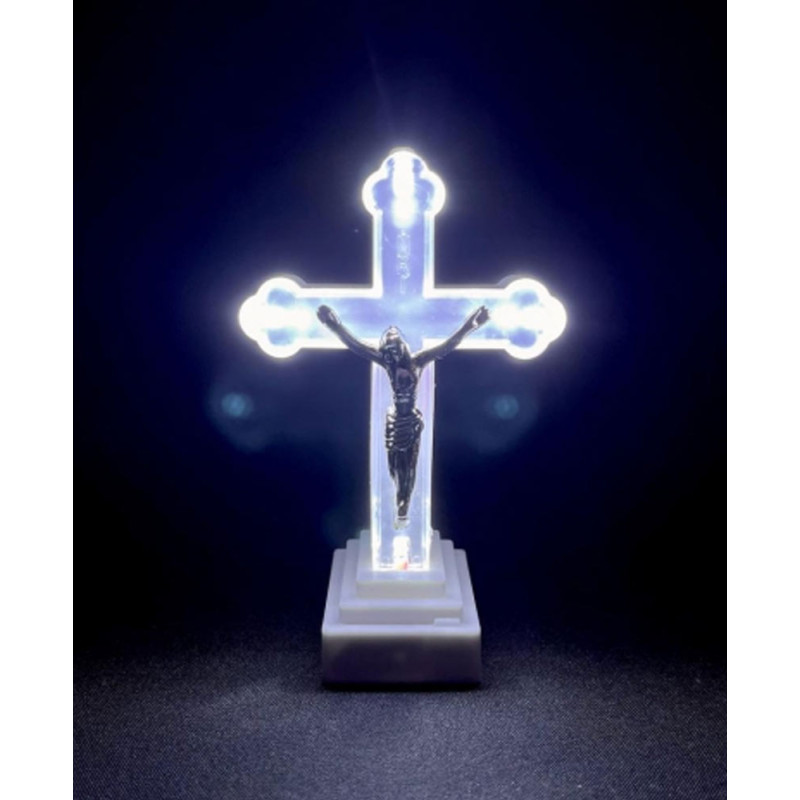 Wkład LED do znicza figurka krzyża 13x8 cm białe światło