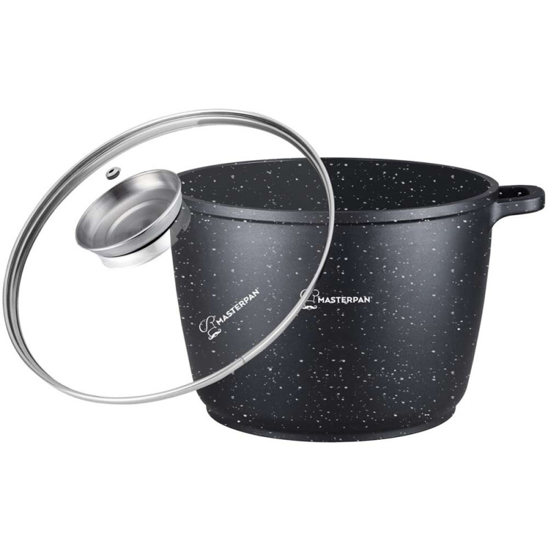 Garnek duży marmurowy z pokrywką głęboki czarny 10 L indukcja gaz Masterpan MP 2132