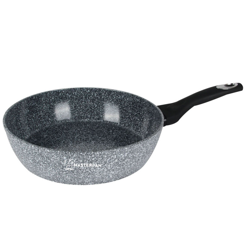 Patelnia głęboka duża szary marmurek 28 cm powłoka granitowa Masterpan MP 2326