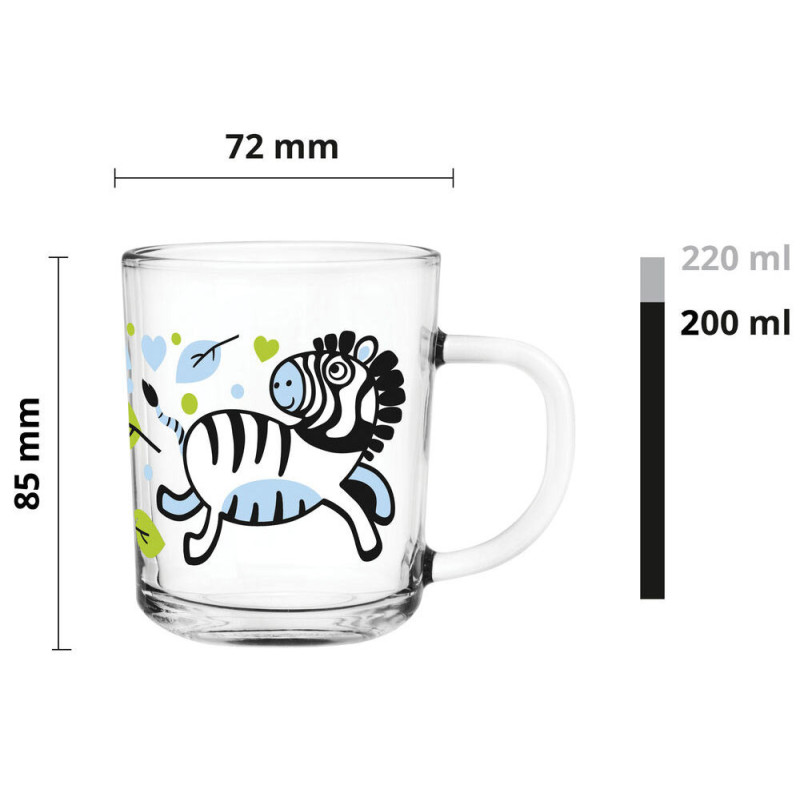 Kubek szklany dla dziecka 220 ml małe szklaneczki Tola zestaw 3 sztuk Zwierzaki Glasmark
