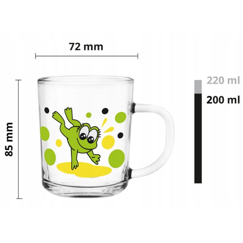 Kubek szklany dla dziecka 220 ml małe szklaneczki Szymek zestaw 3 sztuk Żabki Glasmark