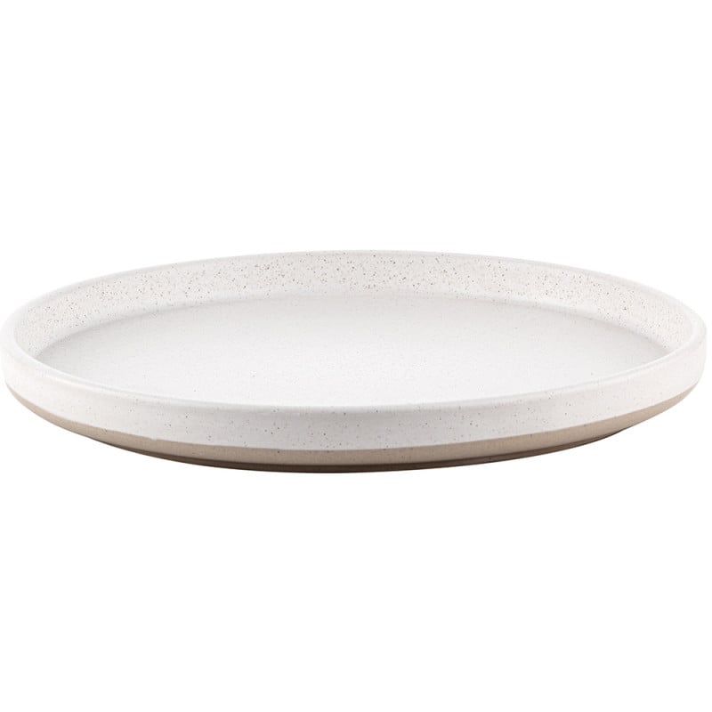 Serwis obiadowy porcelanowy Florina Lila 24 elementy zestaw talerzy kubki dla 6 osób kremowy nakrapiany