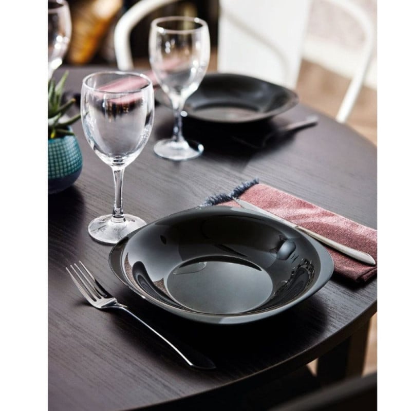 Serwis obiadowy 18 elementów dla 6 osób MG Home Pavia Black zestaw talerzy czarne talerze