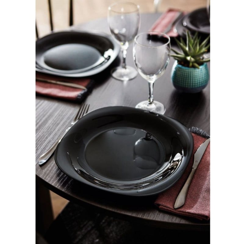 Serwis obiadowy 18 elementów dla 6 osób MG Home Pavia Black zestaw talerzy czarne talerze