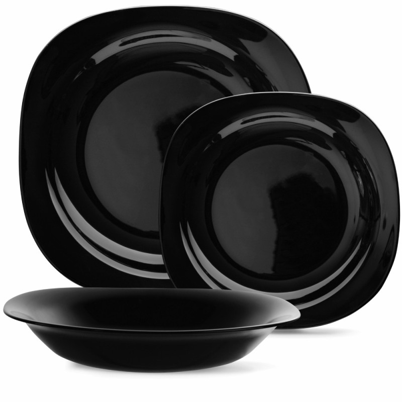 Serwis obiadowy 18 elementów dla 6 osób MG Home Pavia Black zestaw talerzy czarne talerze