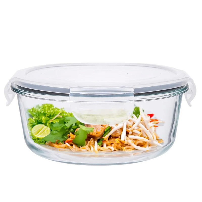 Pojemniki szklane okrągłe lunchbox Altom Fresh zestaw 3 sztuki żaroodporne hermetyczne