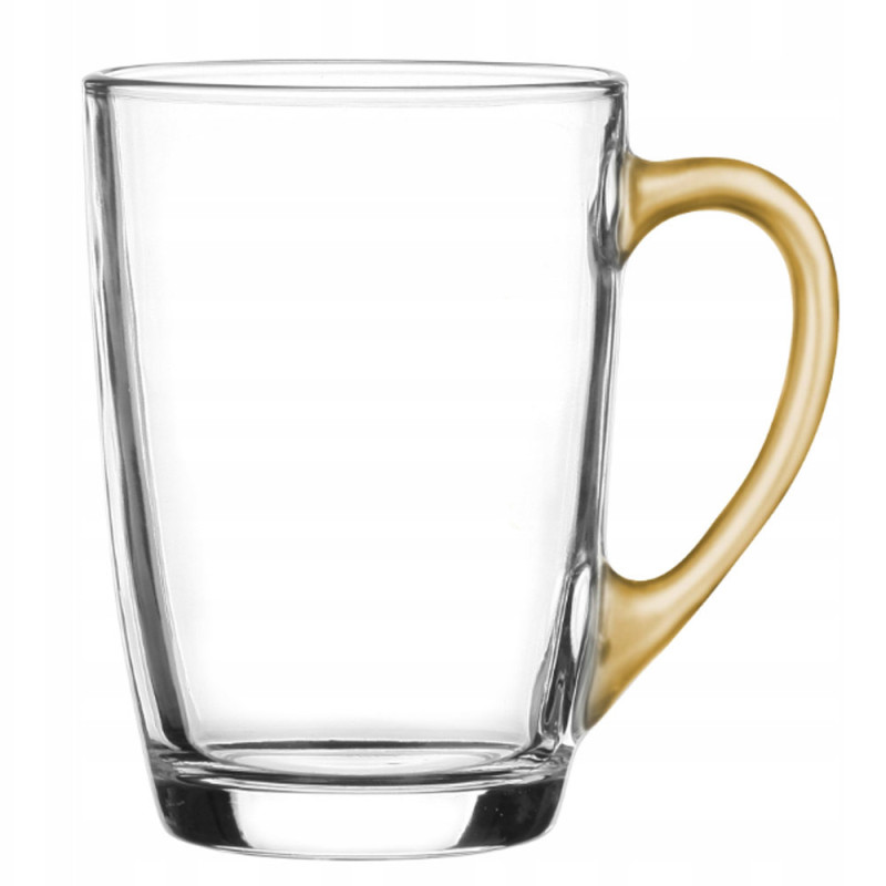 Szklanki ze złotym uchem 300 ml Glasmark Ala do herbaty kawy latte macchiato komplet 6 sztuk