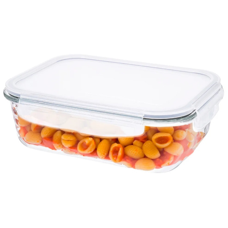 Pojemniki szklane 640 ml prostokątne lunchbox Altom Fresh zestaw 3 sztuki żaroodporne hermetyczne