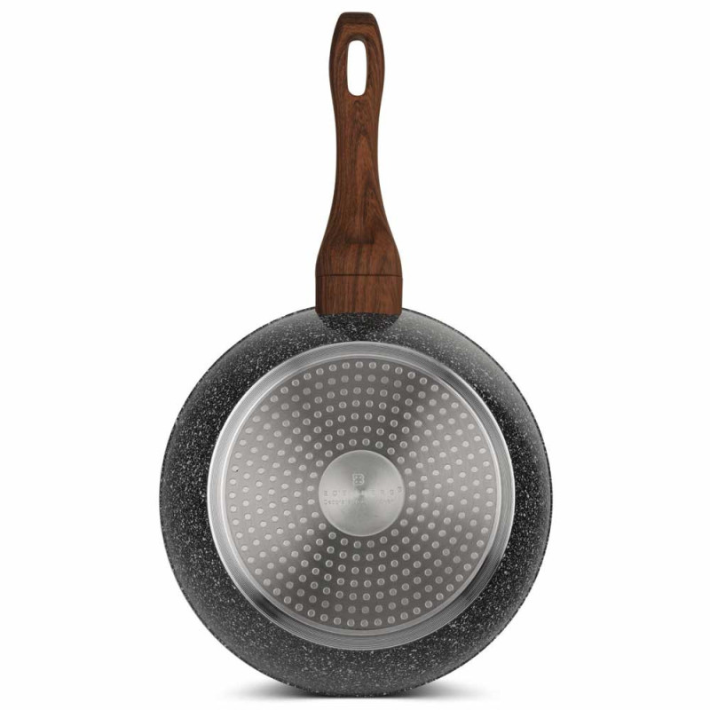 Patelnia głęboka z pokrywką wok 24 cm średnia powłoka szary marmurek Edenberg EB 5662 indukcyjna gaz