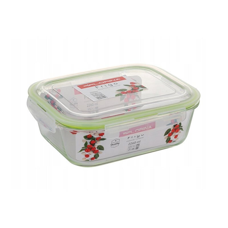 Szklany pojemnik 2260 ml na żywność jedzenie Florina Frigo pudełko z pokrywką lunchbox prostokątny hermetyczny