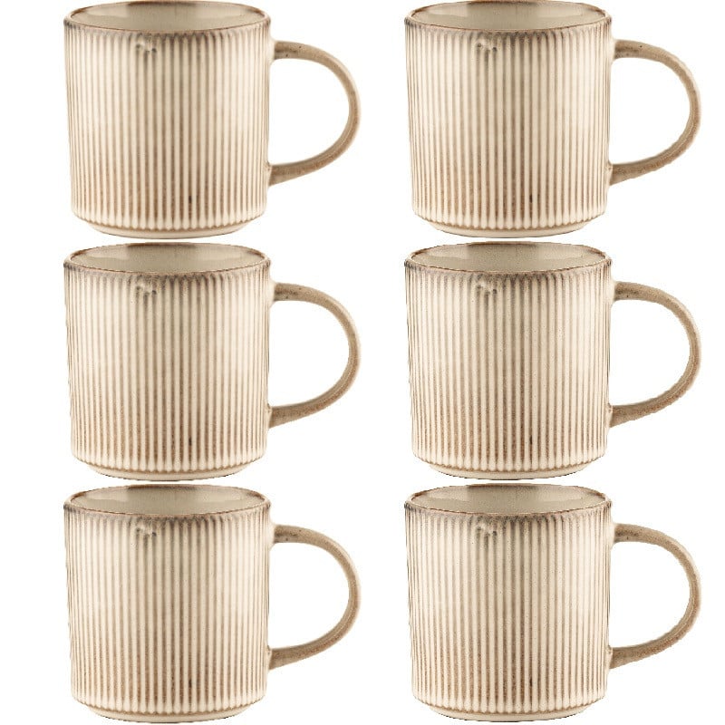 Serwis obiadowy porcelanowy Evie 30 elementów z salaterkami i kubkami zestaw talerzy dla 6 osób retro 1211