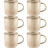 Komplet 6 kubków porcelanowych Florina Evia 330 ml do kawy herbaty zestaw kremowe retro