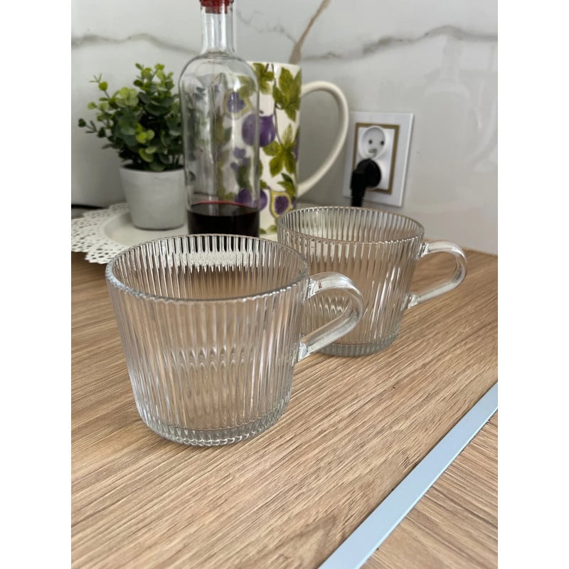Kubki ryflowane Florina Adrio 420 ml szklane zestaw 6 sztuk