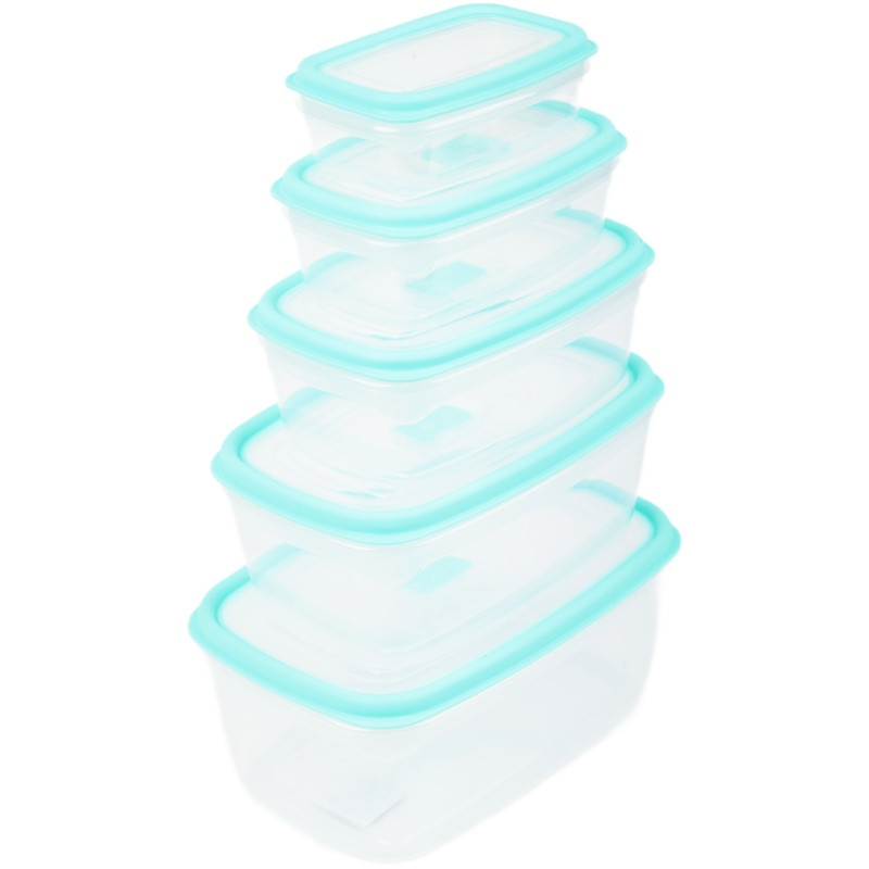 Pojemniki prostokątne lunchbox MG Home Misto zestaw 5 sztuk hermetyczne 2700/1800/1150/650/340 ml