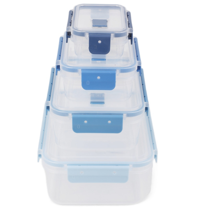 Pojemniki prostokątne lunchbox MG Home Misto zestaw 4 sztuk hermetyczne 2500/1350/600/250 ml niebieskie